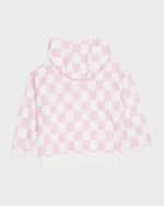 Image 3 of 3: Versace Girl's Damier Fleece Logo Flowers Embroidered Sweatshirt, Size 4-6