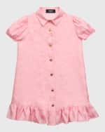 Image 1 of 3: Versace Girl's Barocco Silk Twill Dress, Size 4-6