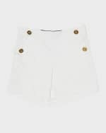 Image 1 of 5: Versace Gabardine Shorts with Medusa Sailor Buttons, Size 4-6