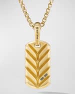 Image 3 of 4: David Yurman Men's Chevron Tag Enhancer with Diamonds in 18K Gold, 21mm