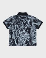 Image 2 of 3: Versace Boy's Barocco Piqué Short-Sleeve Polo Shirt, Size 12M-2