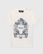 Image 1 of 2: Versace Boy's Stenciled Logo Stemma-Print T-Shirt, Size 12M-3