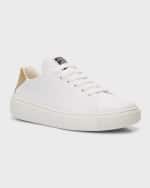Image 4 of 5: Versace Kid's La Greca Leather Low-Top Sneakers, Kids