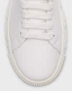 Image 3 of 5: Versace Kid's La Greca Leather Low-Top Sneakers, Kids