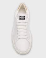 Image 5 of 5: Versace Kid's La Greca Leather Low-Top Sneakers, Kids