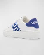 Image 2 of 5: Versace Boy's La Greca Bicolor Low-Top Sneakers, Kids