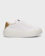 Image 1 of 5: Versace Kid's Bicolor Leather Low-Top Sneakers, Kids