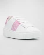 Image 4 of 5: Versace Girl's La Greca Rhinestone Low-Top Sneakers, Toddler