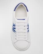 Image 5 of 6: Versace Boy's La Greca Bicolor Low-Top Sneakers, Kids