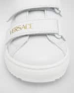 Image 3 of 5: Versace Boy's Leather Logo Sneakers, Baby/Toddler