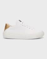 Image 1 of 6: Versace Kid's Bicolor Leather Low-Top Sneakers, Kids