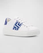 Image 4 of 5: Versace Kid's Sneaker La Greca Fabric Calf Leather, Toddler