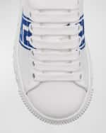 Image 3 of 5: Versace Kid's Sneaker La Greca Fabric Calf Leather, Toddler