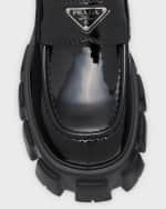 Image 3 of 5: Prada Men's Monolith Brushed Leather Penny Loafers