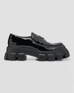 Image 1 of 5: Prada Men's Monolith Brushed Leather Penny Loafers