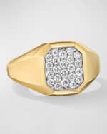 Image 1 of 3: David Yurman Men's Streamline Signet Ring with Diamonds in 18K Gold, 14mm