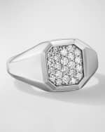 Image 1 of 3: David Yurman Men's Streamline Signet Ring with Diamonds in Silver, 14mm