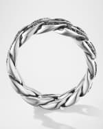 Image 2 of 3: David Yurman Men's Curb Chain Ring in Silver with Diamonds, 8mm