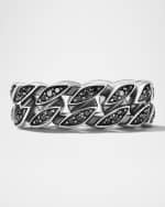 Image 3 of 3: David Yurman Men's Curb Chain Ring in Silver with Diamonds, 8mm