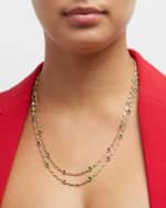 Image 2 of 5: Roberto Coin 18K Yellow Gold Diamond, Emerald and Ruby Long Necklace, 43"L