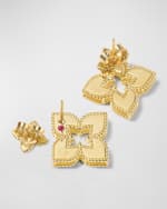 Image 3 of 5: Roberto Coin 18K Petite Venetian Princess Satin and Diamond Flower Stud Earrings