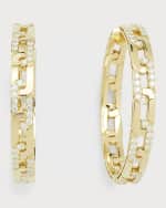 Image 1 of 5: Roberto Coin 18K Yellow Gold Diamond Navarra Hoop Earrings, 35mm