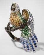 Image 1 of 4: Roberto Coin 18K Diamond and Sapphire Parrot Ring, Size 6.5