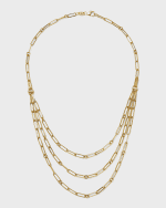 Image 1 of 4: Roberto Coin 18K Paperclip Triple Strand Bib Necklace