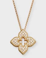 Image 1 of 5: Roberto Coin 18K Petite Venetian Princess Allover Diamond Flower Necklace