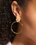 Image 2 of 4: Roberto Coin 18K Yellow Gold Floral Diamond Hoop Earrings