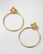 Image 4 of 4: Roberto Coin 18K Yellow Gold Floral Diamond Hoop Earrings