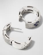 Image 3 of 4: Roberto Coin Love in Verona 18K White Gold Diamond and Blue Sapphire Huggie Earrings, 15mm