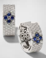 Image 1 of 4: Roberto Coin Love in Verona 18K White Gold Diamond and Blue Sapphire Huggie Earrings, 15mm