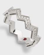 Image 4 of 5: Roberto Coin 18K White Gold Pave Diamond Zigzag Ring, Size 6.5