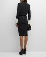 Image 3 of 6: Victoria Beckham Double Wool Crepe Midi Skirt