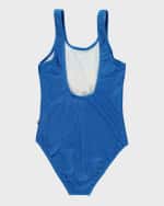 Image 6 of 6: Molo Girl's Nika One-Piece Peach-Print Swimsuit, Size 4-6
