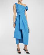 Image 5 of 6: Alexander McQueen Off-Shoulder Midi Dress with Ruched Bow Detail