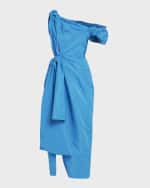 Image 1 of 6: Alexander McQueen Off-Shoulder Midi Dress with Ruched Bow Detail