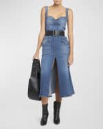 Image 2 of 6: Alexander McQueen Sculpted Bust Denim Midi Dress with Front Slit