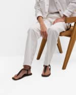 Image 2 of 6: Brunello Cucinelli Monili Leather Thong Slingback Sandals