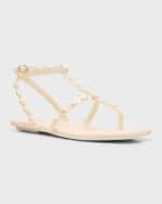 Image 5 of 6: Stuart Weitzman Pearlita Stud T-Strap Sandals