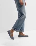 Image 2 of 6: Miu Miu Suede Logo Ballerina Flats