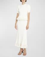 Image 7 of 7: Ulla Johnson Esma Short-Sleeve Embellished Peplum Sweater