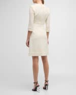 Image 3 of 6: Dolce&Gabbana Button-Front 3/4-Sleeve Tweed Dress