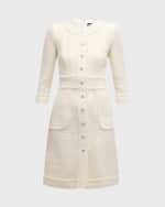 Image 1 of 6: Dolce&Gabbana Button-Front 3/4-Sleeve Tweed Dress