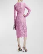 Image 3 of 6: Dolce&Gabbana Floral Lace Long-Sleeve Midi Dress