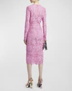 Image 4 of 6: Dolce&Gabbana Floral Lace Long-Sleeve Midi Dress