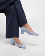 Image 2 of 6: Santoni Fight Suede Block-Heel Pumps
