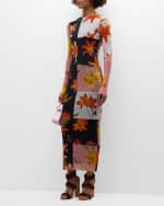 Image 5 of 6: Fuzzi Floral Patchwork-Print Tulle Maxi Dress