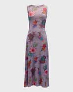 Image 2 of 6: Fuzzi Sleeveless Floral Lace-Print Maxi Dress